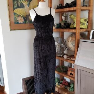 Angie Black Velvet Boho Jumpsuit Size Medium